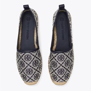 Tory Burch T MONOGRAM PLATFORM ESPADRILLE women size 10 Color Navy Logo